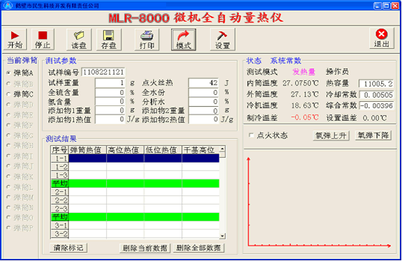 全自動量熱儀軟件界面